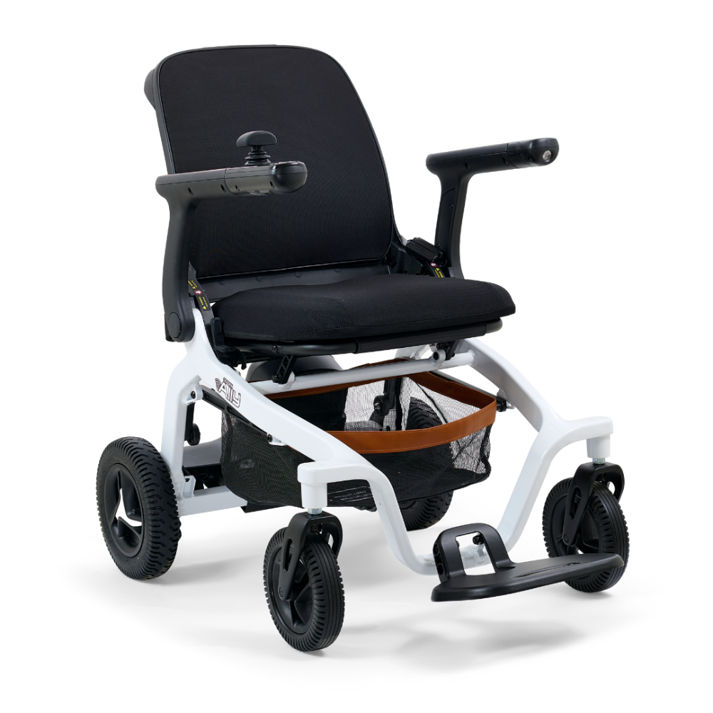 Golden Technologies Golden Ally Manual Folding Power Wheelchair - Memory Foam Seat - USB Port - Removable Lithium Battery - Smart Control Mobile App - Airline Approved - 56 lbs. Total (Black)